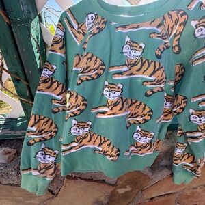 Green Tiger Print Sweatshirt from Baby Cats of California